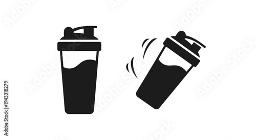Black protein shaker bottle icons illustrating movement a dynamic silhouette