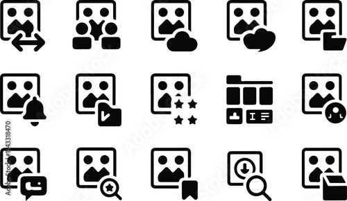 Photo Outline Collection Silhouette Icon Set Image Photo Outline Typography Silhouette Icon Pack