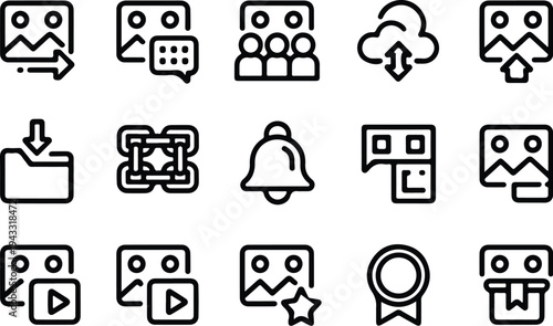 Photo Outline Collection Silhouette Icon Set Image Photo Outline Typography Silhouette Icon Pack