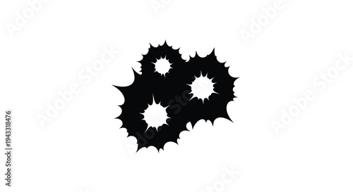 Abstract floral design with jagged edges a striking black silhouette