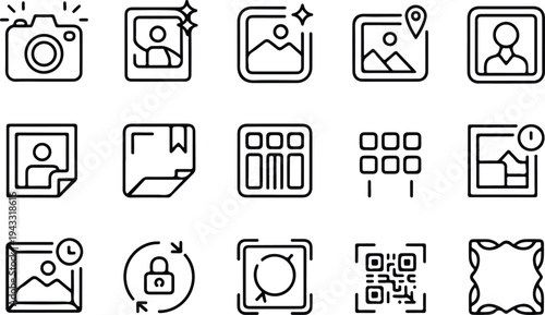 Photo Outline Collection Silhouette Icon Set Image Photo Outline Typography Silhouette Icon Pack