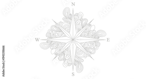 Detailed illustration of a compass rose.