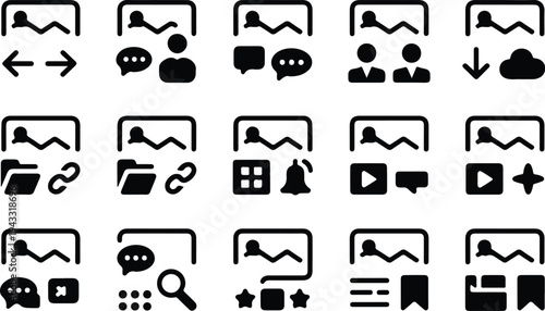 Photo Outline Collection Silhouette Icon Set Image Photo Outline Typography Silhouette Icon Pack