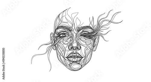 Distressed woman face with closed eyes.