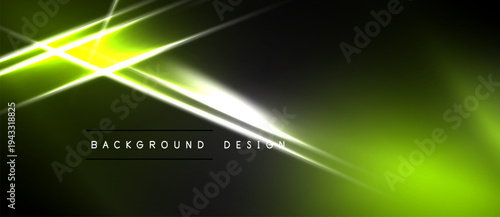Dark background features bright green, white lines. Diagonal streaks create dynamic visual effect. Modern design element.