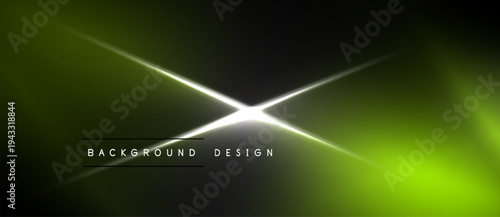 Dark background features vibrant green glow. Bright starburst effect dominates center. Text reads background design. Minimalist, modern aesthetic.