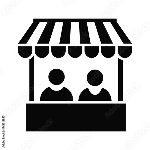 Icon of a store awning with two people standing behind a counter.