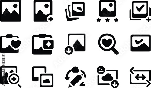 Photo Outline Collection Silhouette Icon Set Image Photo Outline Typography Silhouette Icon Pack