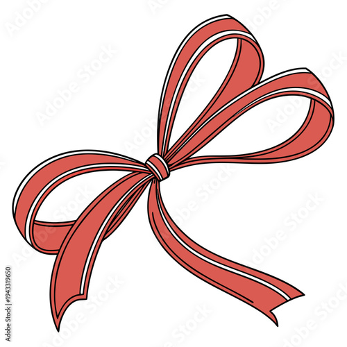 Cute Pink Ribbon Bow Illustration with Love Text