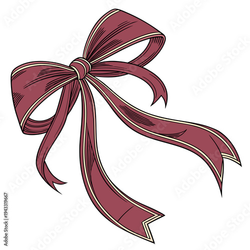 Cute Pink Ribbon Bow Illustration with Love Text