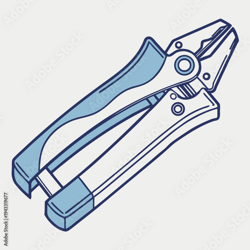 Professional metal pliers hand tool for gripping and cutting tasks featuring ergonomic blue handles and steel jaws in clean isometric vector design