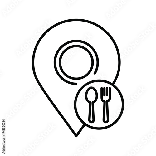 Restaurant Location Icon | Map Pin with Fork and Spoon
