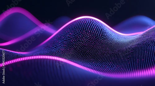 Digital Transformation Landscape with Wavy Dots Representing Technology and Connectivity