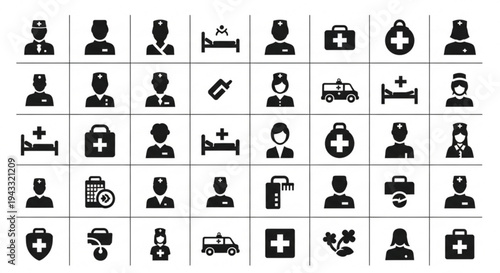 Collection of various medical and healthcare related icons