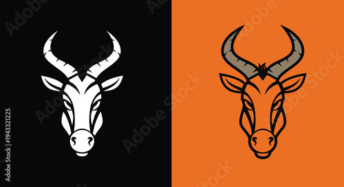 Modern Stylized Antelope Head Logo Design with Two Color Variants