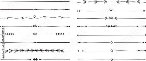 Hand drawn flourish dividers and separators whimsical doodle elements natural organic shapes for creative design hand drawn flourish dividers