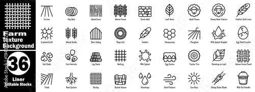 Farm texture background liner editable stocks, collection of natural patterns vector illustrator.