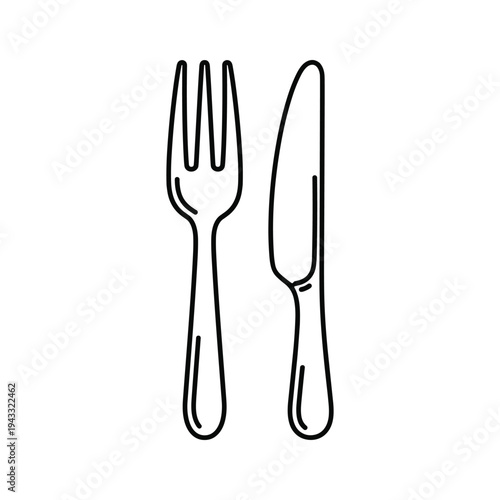 Tableau sur toile Simple Line Art Fork and Knife Icon