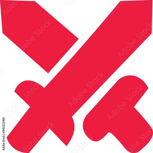Crossed swords icon in minimal flat style for gaming battle and pvp interface on a transparent background