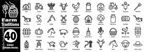 Farm traditions icons. Collection for agriculture and rural life vector illustrator.