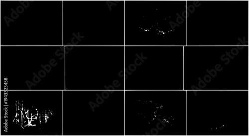 Branches scattered with white abstract shapes on a black background, graphic elements... featuring element, design, art