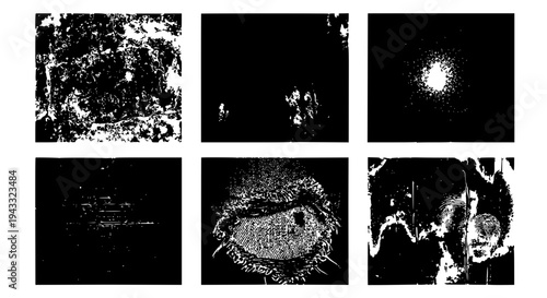 Textured grunge backgrounds set with abstract patterns, distressed elements, and speckled light effects.