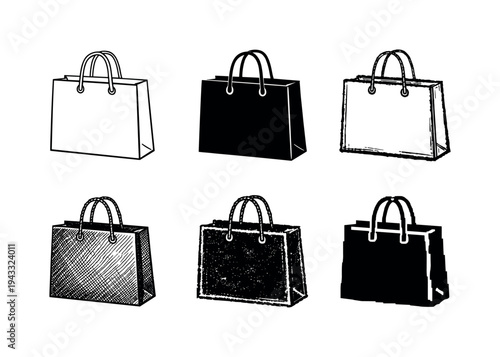 Boutique Bag Variants. Luxury boutique shopping bag with rope handles for premium brand retail purchases | Create ONE image