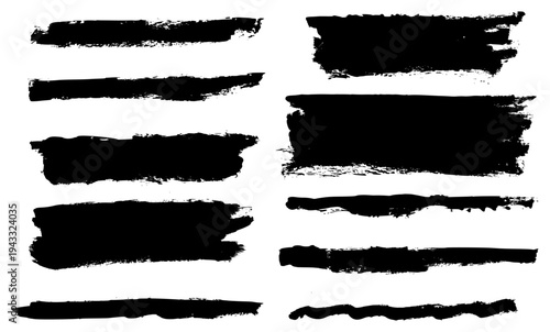 Lines Banner Label Grunge Brush Strokes Vector Set