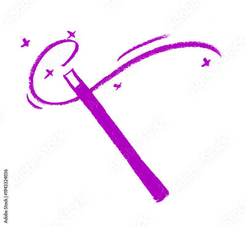 Magic Wand Waving Crayon Chalk Drawing Vector