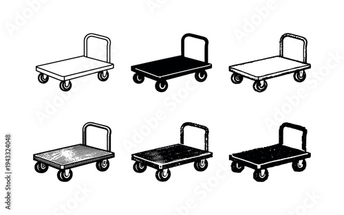 Flat platform trolley cart with four caster wheels designed for transporting crates and bulky loads in warehouses | Create ONE