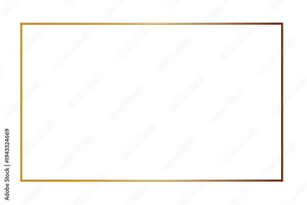 Obraz premium Luxury Golden Rectangular Frame Border Isolated on White Background
