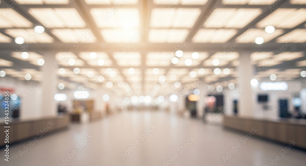 Fototapeta premium Soft Focus on a Blurry Modern Exhibition Hall with Ethereal Glow and Contemporary Ambiance