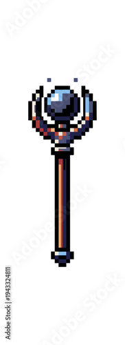 Pixelated scepter illustration on black background