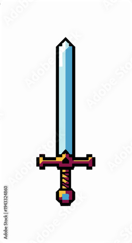 Stylized digital illustration of a sword isolated on white background
