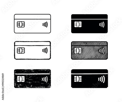 Plastic payment card with embedded chip and horizontal stripe designed for contact and contactless purchases | Create ONE image