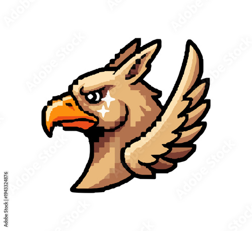 Stylized griffin illustration on black background