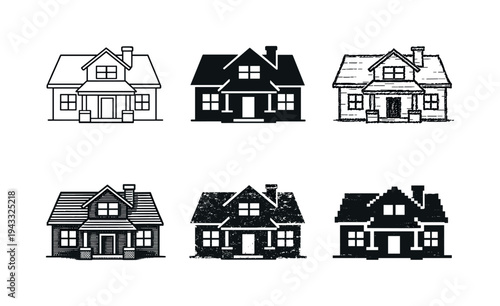 Suburban family house with chimney and windows symbolizing comfortable living and home ownership | Create ONE image containing