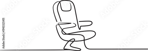 Single one line drawing Airplane seat. Air transportation Concept. Continuous line draw design graphic vector illustration. one line Icon drawing