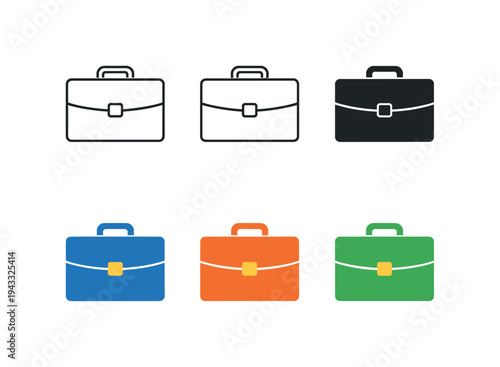 Evaluating workforce trends unfolds through matching briefcases placed side by side in a straight horizontal arrangement, same