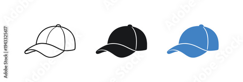 In urban streetwear context conveyed by identical baseball caps positioned evenly from left to right, each cap featuring the same