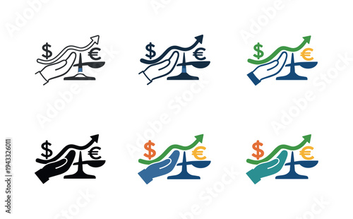 Emblem communicating macroeconomic stabilization shown as a supportive hand lifting a chart line back toward equilibrium beside a