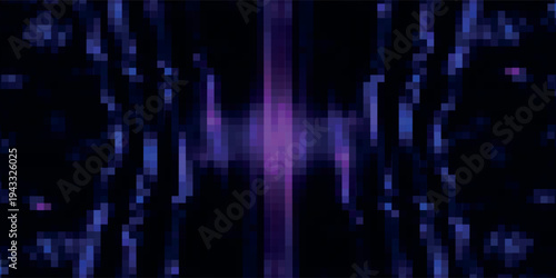 Purple Yellow looped abstract psychedelic digital cyberspace code. Concept glitch background 3D Illustration as crypto currency, NFT, video gaming overlay with cryptography hex code for live stream.