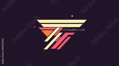 Abstract geometric design with colorful triangles on dark background
