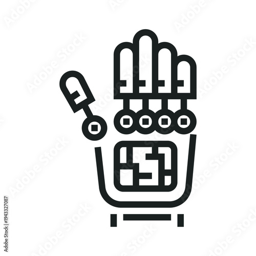 Robotic hand icon for technology artificial intelligence bionic prosthetic arm futuristic cyborg part technical graphics
