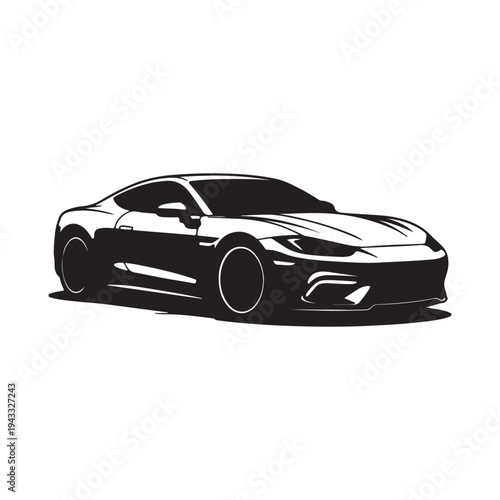 Modern Black Sports Car Vector Illustration – Luxury Performance Coupe Silhouette