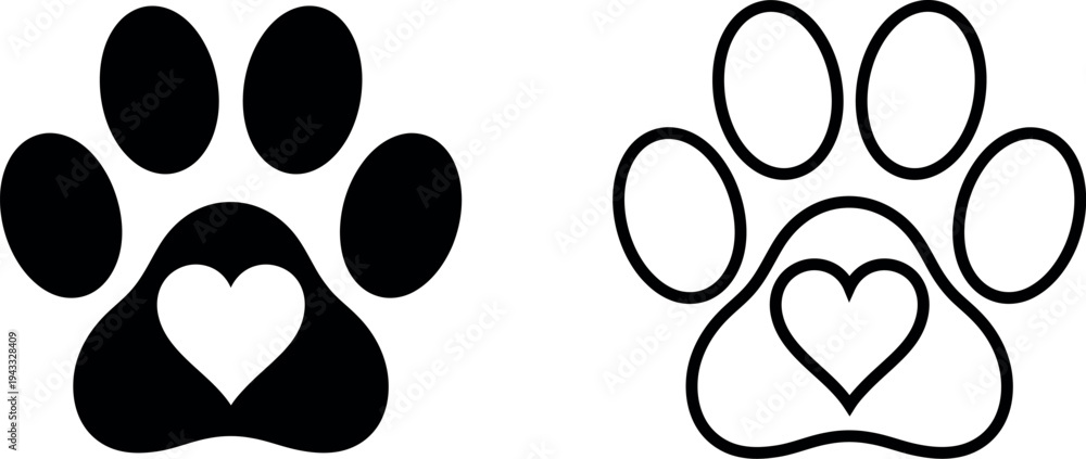 Fototapeta premium Heartwarming animal paw prints with hearts