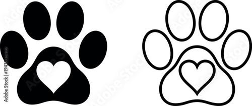 Heartwarming animal paw prints with hearts