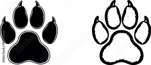 Black and white animal paw prints side by side