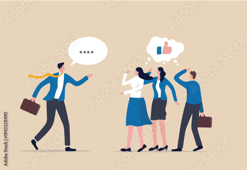 Convincing people persuade to believe in idea, influence or communicate reason in meeting argument, charm or leadership concept, businessman convincing colleagues influence to believe in his idea.