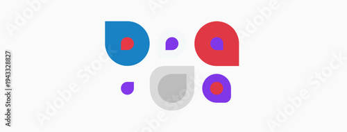 Abstract colorful shapes form face. Minimalist design, playful aesthetic, simple composition. Light background enhances vibrant hues.